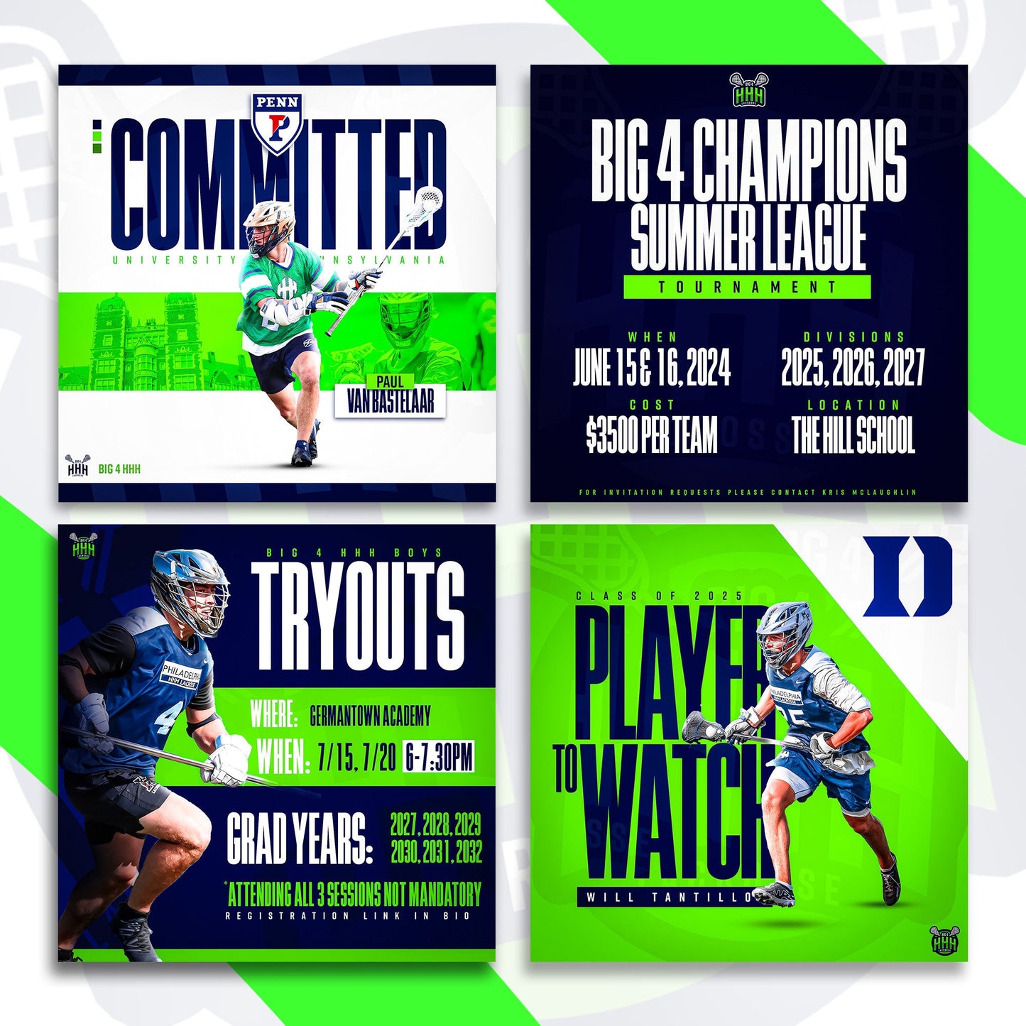 Pro-Level Photoshop Sports Social Media Templates - Committed, Tryouts, Tournament, Player Spotlight, Annoucement Poster