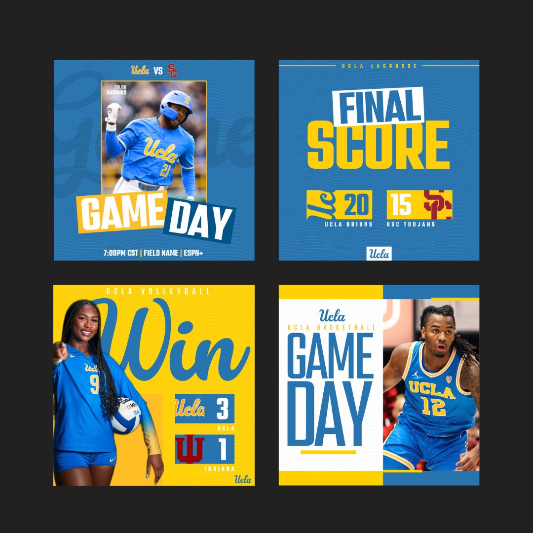 Professional Canva Sports Templates - 12 Customizable Graphics for Social Media - Gameday, Final Score, Committed, Schedule, Senior Night