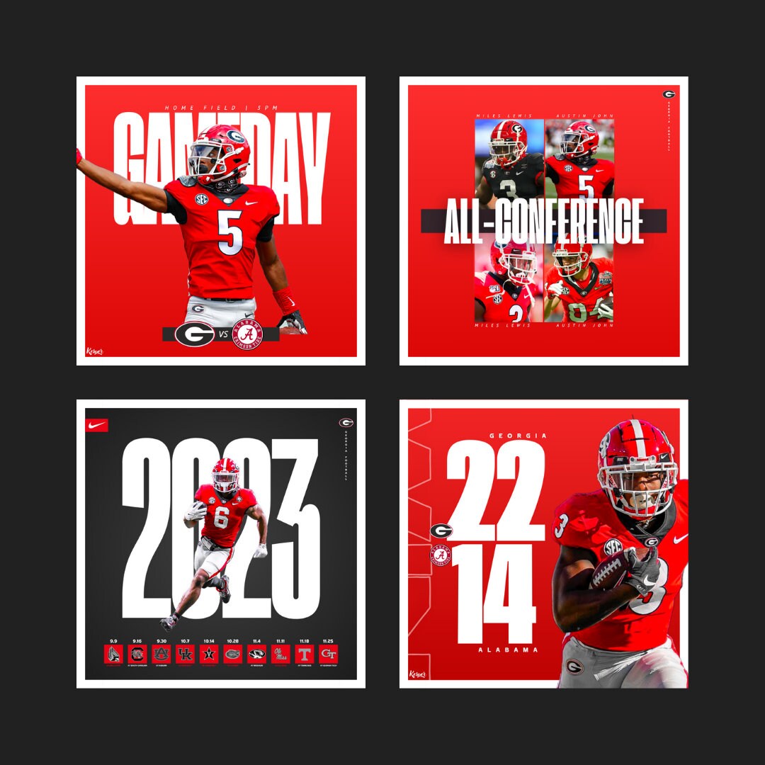 Professional Sports Team Canva Instagram Templates - 11 Graphics - Gameday, Committed, Tryouts, etc - Football, Soccer, Lacrosse, Basketball