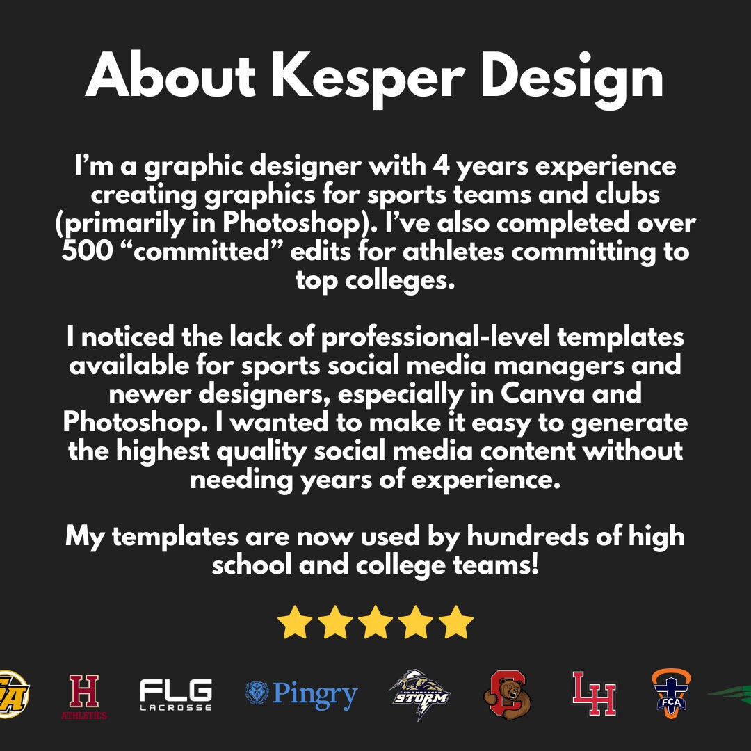 Pro-Level Photoshop Sports Social Media Templates - Committed, Tryouts, Tournament, Player Spotlight, Annoucement Poster (Red)