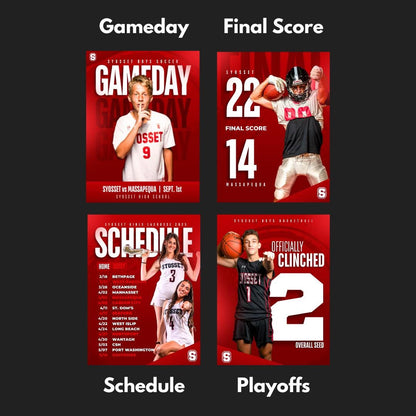 Professional Canva Sports Templates - 12 Customizable Graphics for Social Media / Instagram - Gameday, Final Score, Schedule, Senior Night