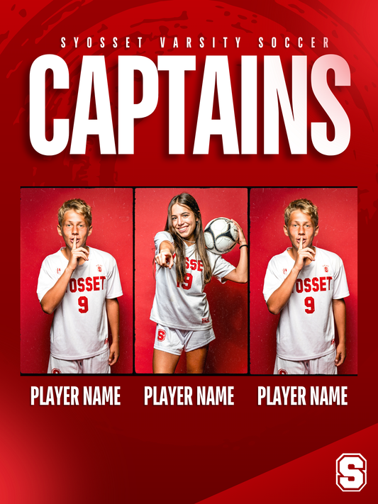 Portrait 3 Captains Template - Canva Social Media Sports Graphic