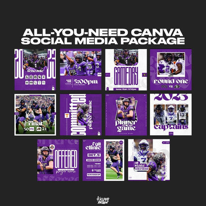 Sports Team Canva Instagram Templates - 11 Graphics - Gameday/Matchday - Football, Soccer, Lacrosse, Basketball - High School College Teams