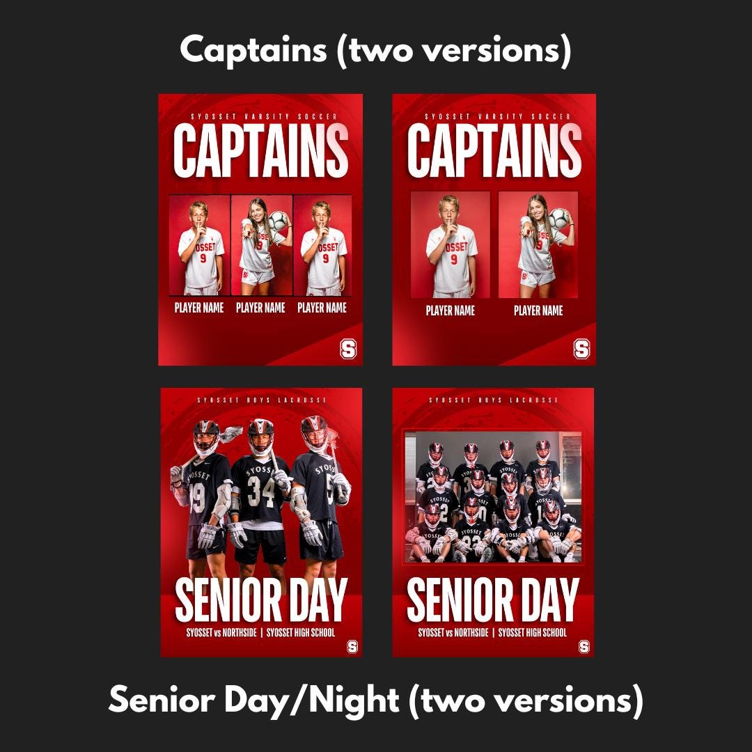 Professional Canva Sports Templates - 12 Customizable Graphics for Social Media / Instagram - Gameday, Final Score, Schedule, Senior Night