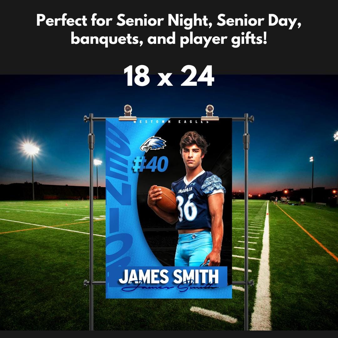 Senior Sports Poster / Banner, Editable Template in Photoshop, Digital Download, Senior Night Gift, Football, Basketball, Hockey, Soccer