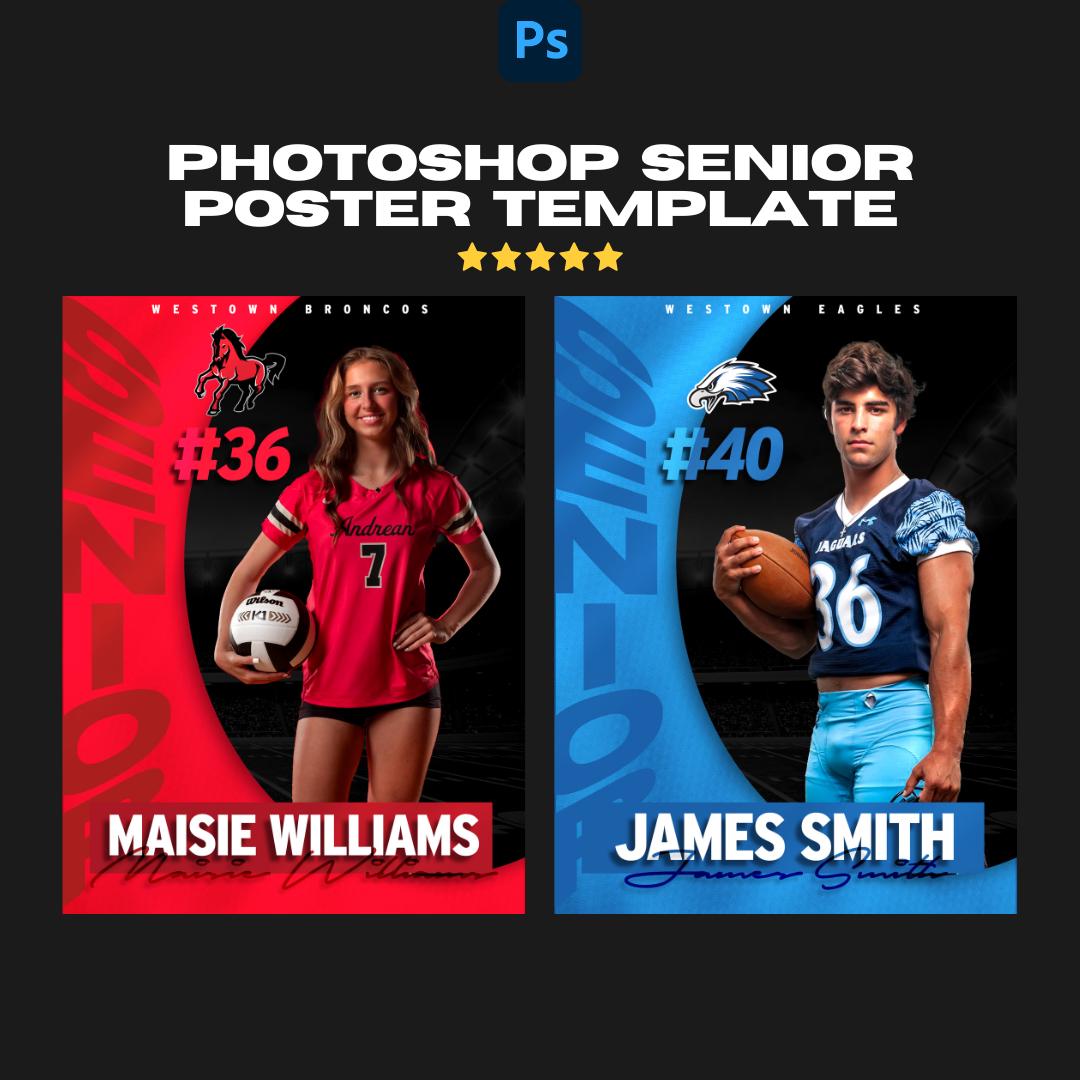 Senior Sports Poster / Banner, Editable Template in Photoshop, Digital Download, Senior Night Gift, Football, Basketball, Hockey, Soccer